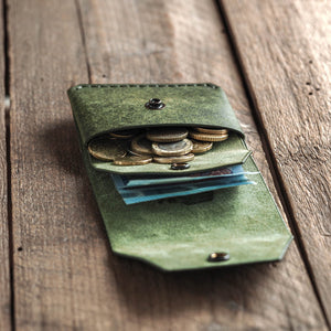 Luava handmade leather wallet Shilling cash wallet coin pouch color pine green