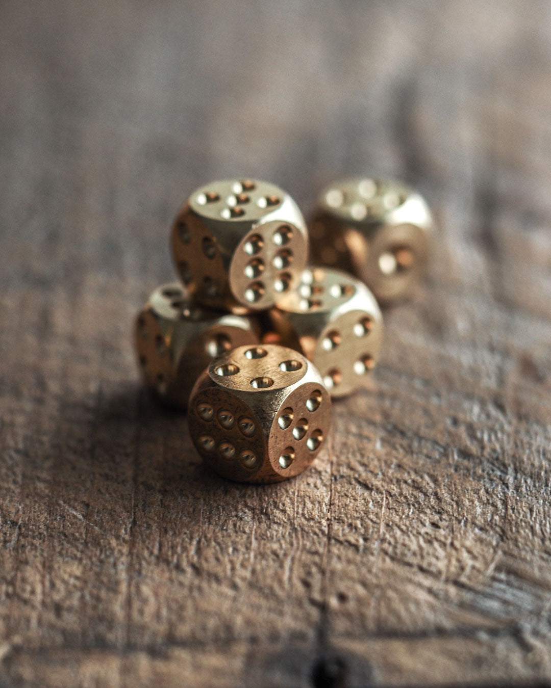 Solid brass dice set of 5