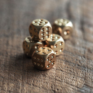 Solid brass dice set of 5