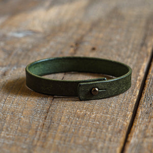 Luava handmade leather wrist band bracelet minimalist accessory olive green