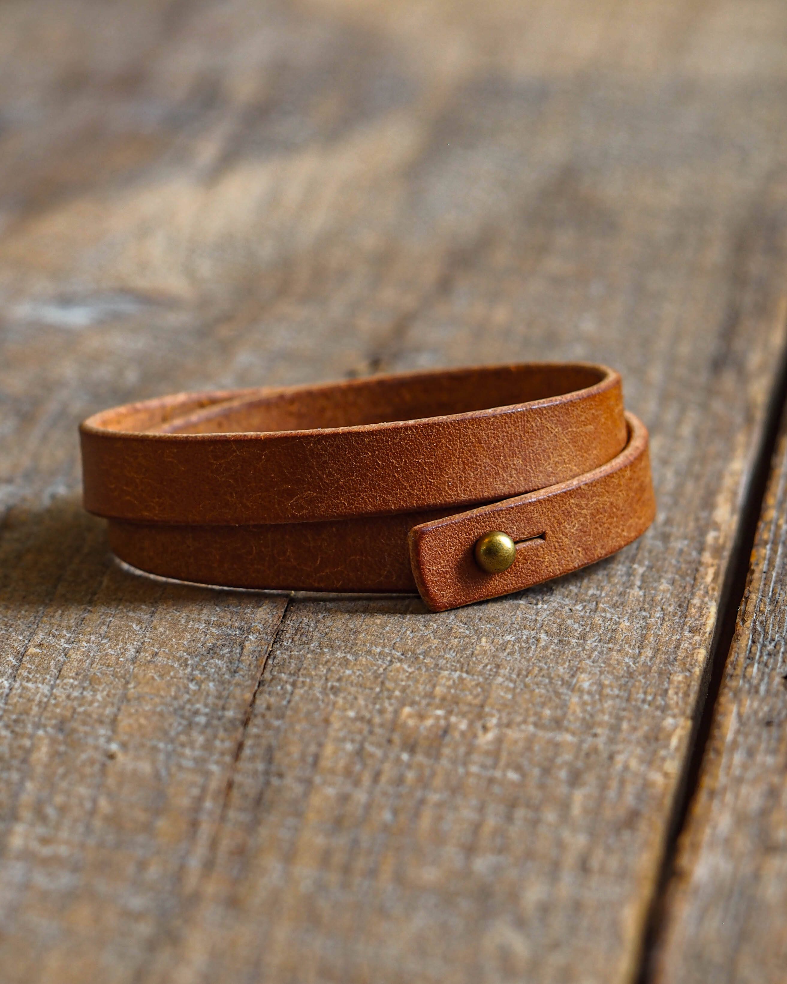 Luava handmade leather wrist bracelet band cognac