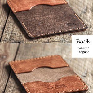 Luava handmade leather bifold wallet for men and women. Color: bark