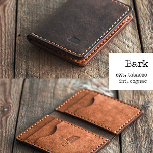 Luava handmade leather wallet dark brown tabacco and cognac brown combo called bark