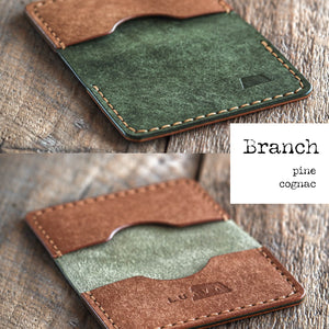 Luava handmade leather bifold wallet for men and women. Color: Branch