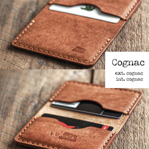 Luava handmade leather bifold wallet for men and women. Color: cognac