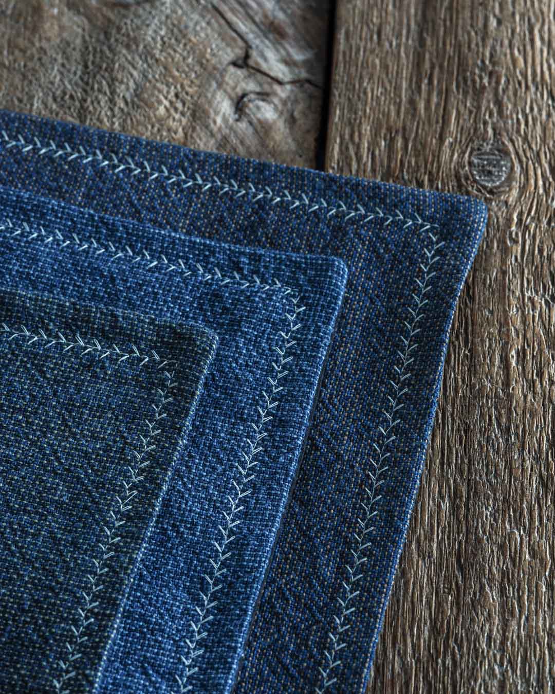 Kanto Goods Dungaree EDC Hank made with japanese cotton. Handkerchief handmade in Finland. Details.