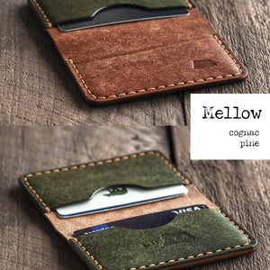 Luava handmade leather bifold wallet for men and women. Color: mellow