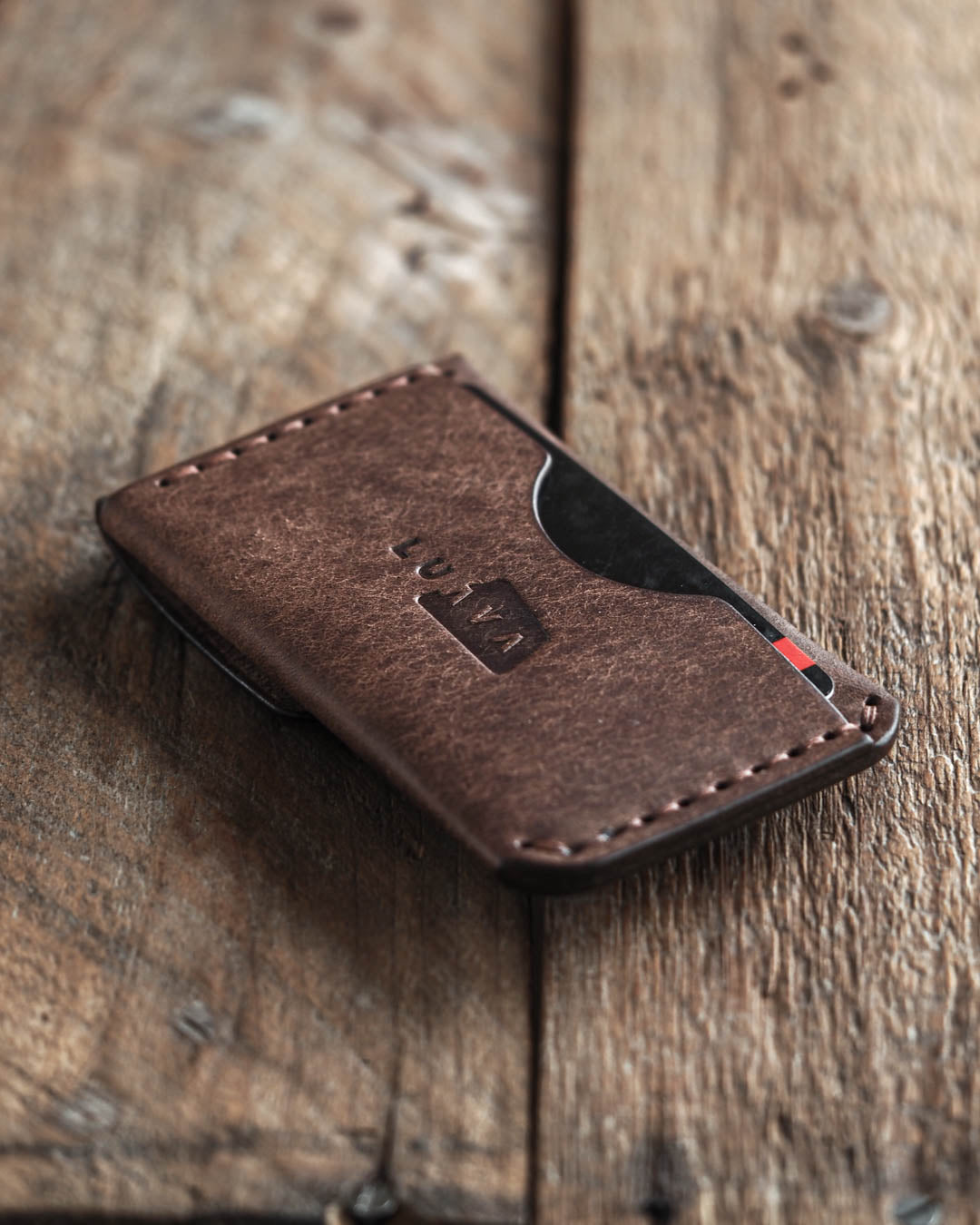 Handmade leather wallet coin pouch messenger wallet tabacco back