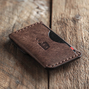 Handmade leather wallet coin pouch messenger wallet tabacco back