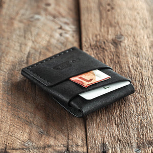 Luava handmade leather wallet Overfold black back