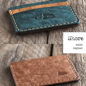 Luava handmade leather front pocket wallet and card holder Color: shore