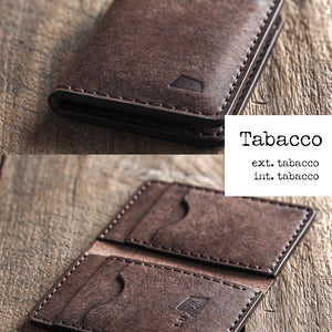 Luava handmade leather bifold wallet for men and women called Ranch Wallet. Color tabacco