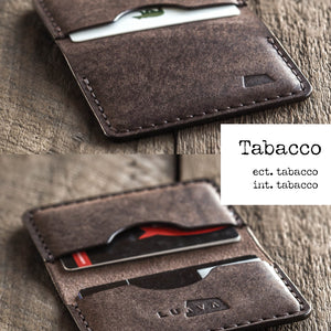 Luava handmade leather bifold wallet for men and women. Color: tabacco