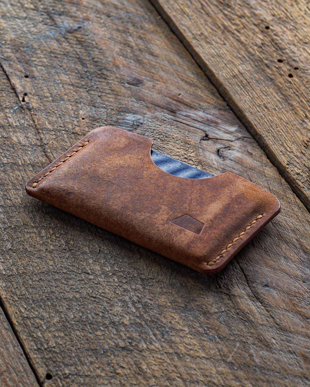 Luava handmade leather wallet handcrafted leatherwallet cardholder card holder cardwallet vegetable tanned absolute back in use angle