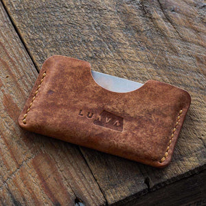 Luava handmade leather wallet handcrafted leatherwallet cardholder card holder cardwallet vegetable tanned absolute front in use