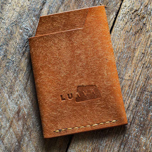 Luava handmade leather wallet handcrafted card holder cardholder made in finland vortex badalassi pueblo cognac back in use