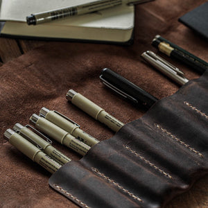 Luava leather pen roll angle