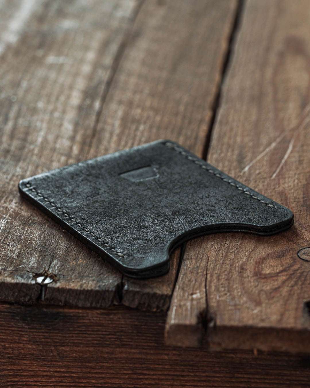 Minimalist front pocket leather wallet backside
