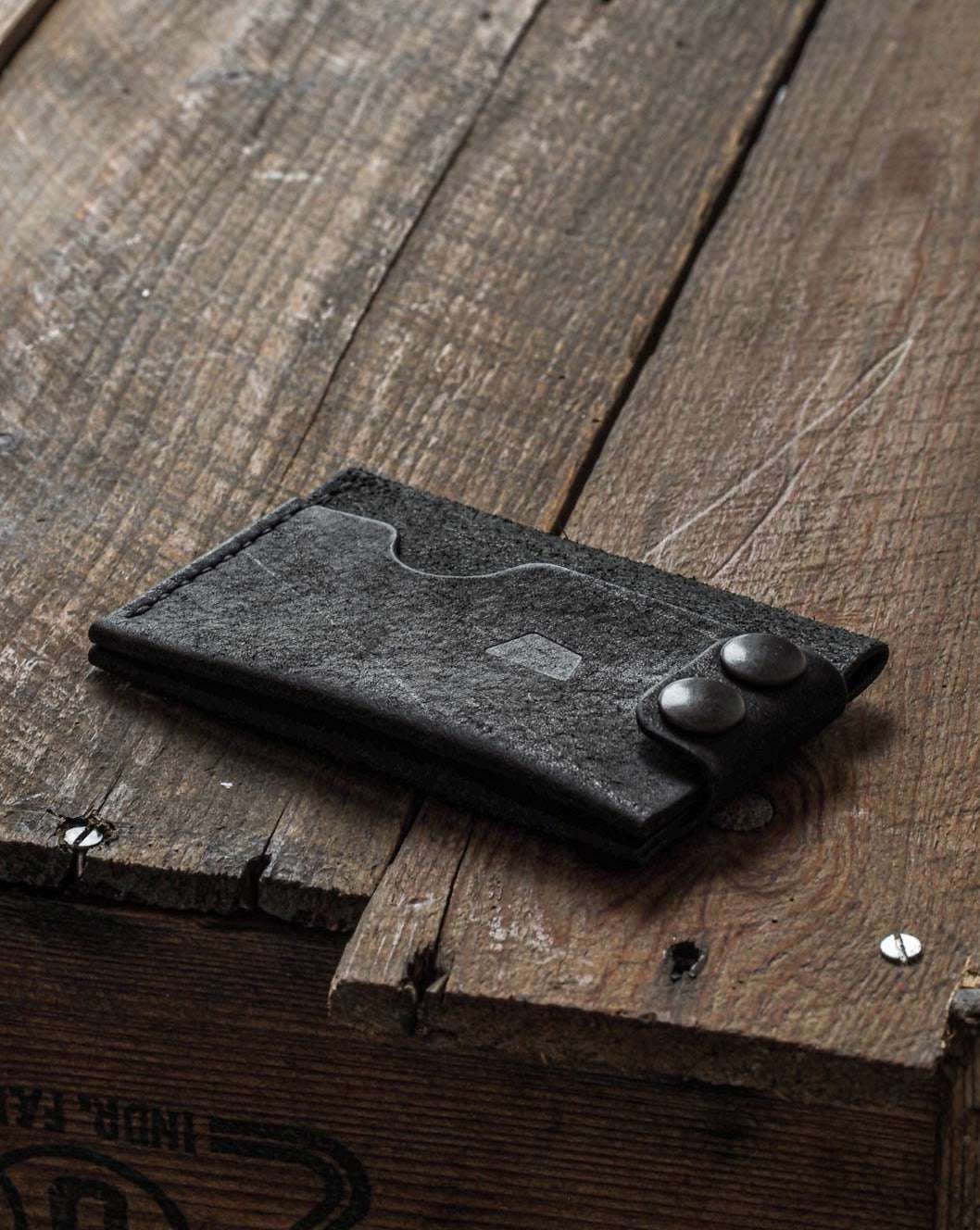 Flat Wallet Black handmade leather wallet for men