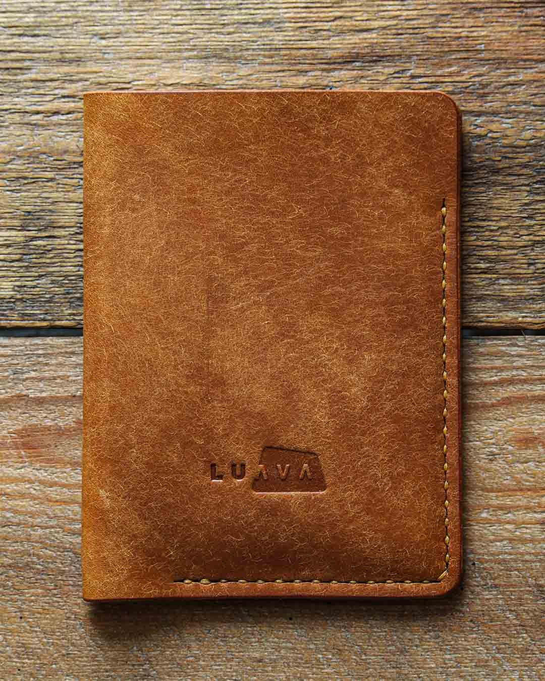 Luava handcrafted leather passport cover pueblo cognac
