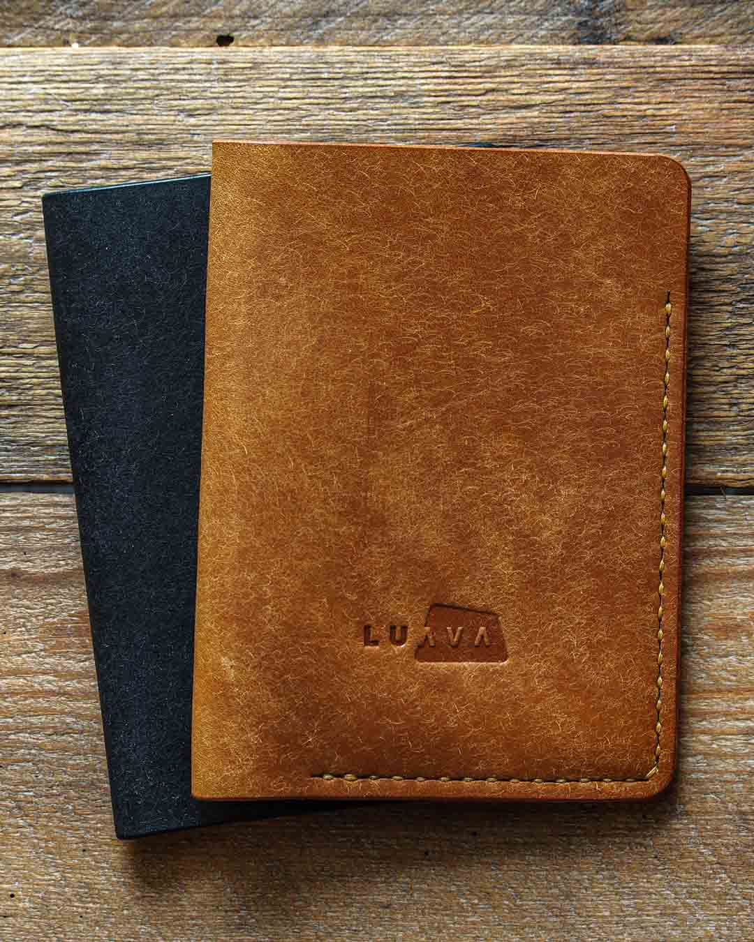 Luava leather passport cover pueblo black cognac