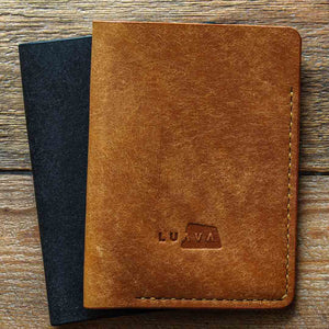 Luava leather passport cover pueblo black cognac