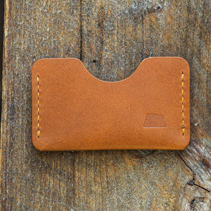 Luava handmade leather wallet handcrafted card holder cardholder made in finland absolute gold koala cognac thread front